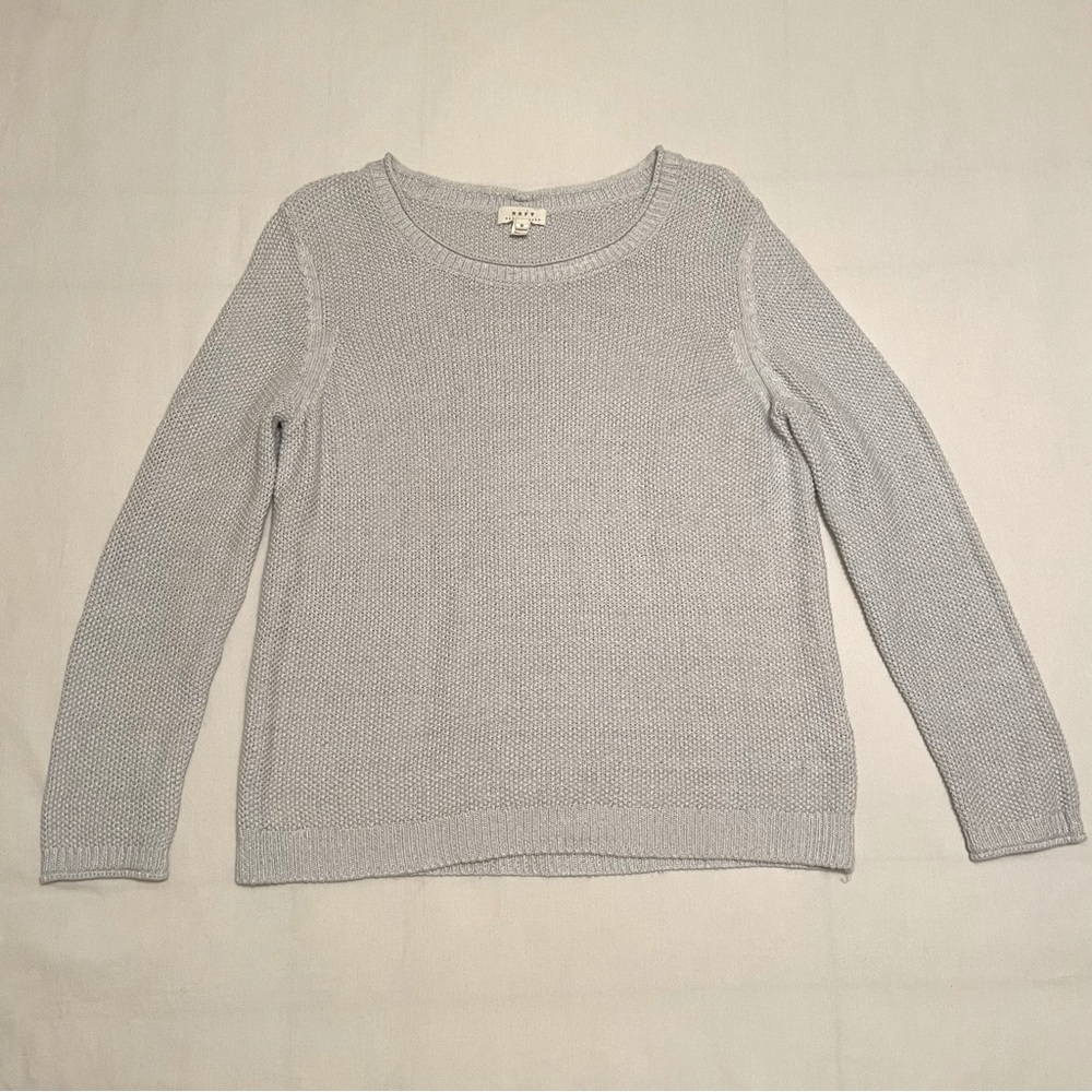 Joie Soft Light Blue Gray Textured Cotton Linen Knit Sweater - Size Small
